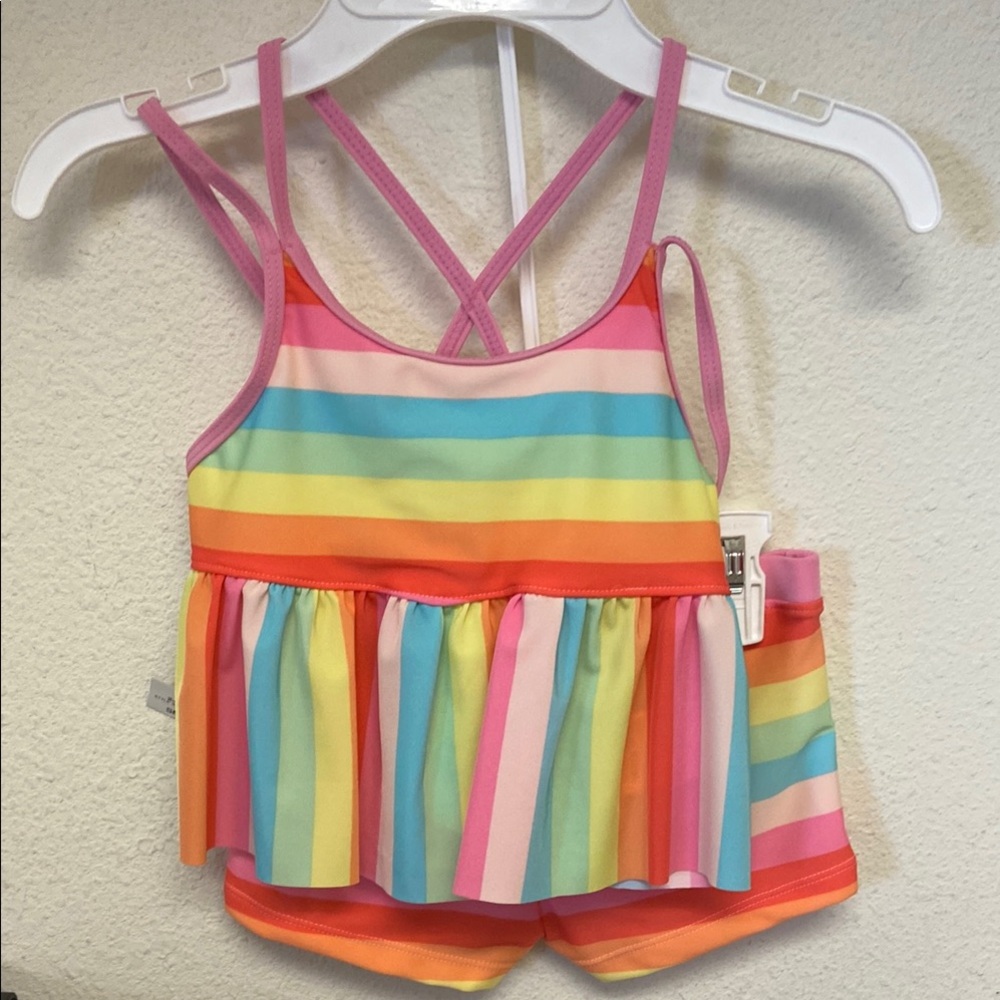 Colorful Striped Tank Top and Shorts Set